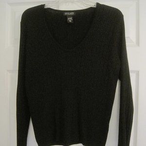 NEW YORK AND COMPANY BLACK V-NECK RIBBED SWEATER LARGE $39.94